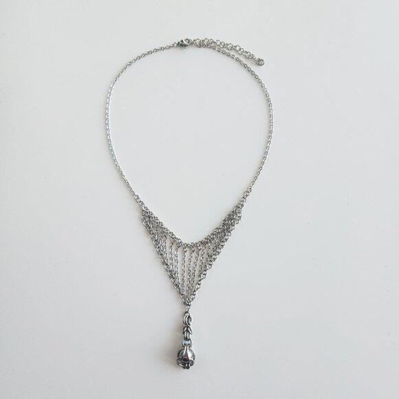 Vintage Antique Art Deco style silver chain rosary necklace - Picture 8 of 9